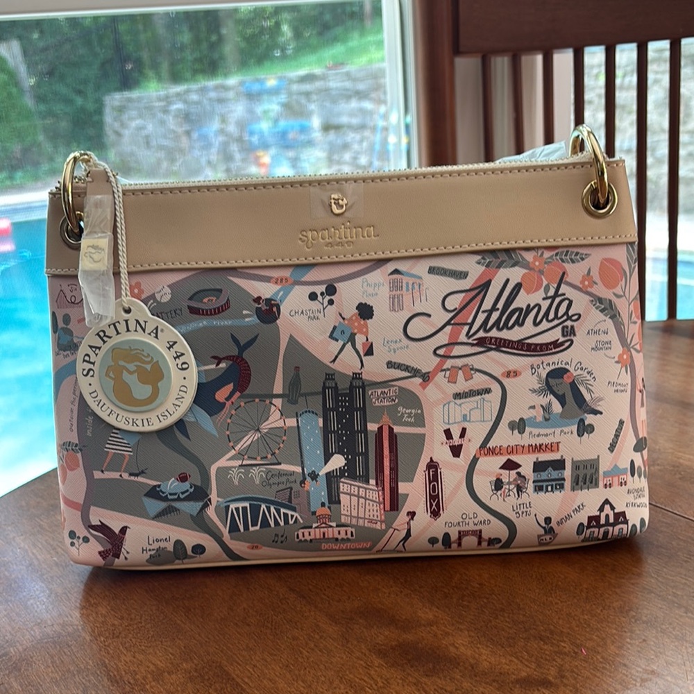 Spartina 449 Atlanta Crossbody Print Shoulder Bag - Pink and Tan NWT